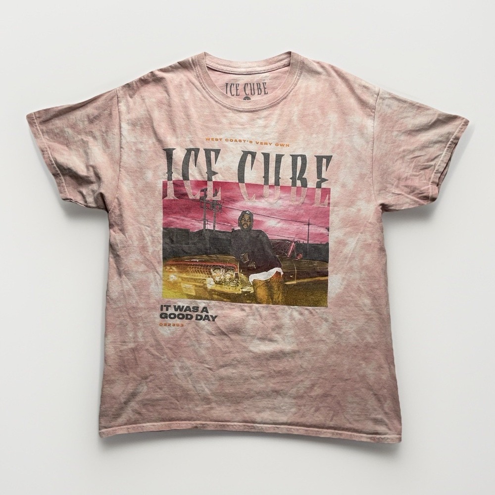 Ice Cube It Was A Good Day L Distressed Pink Tie Dye Vintage Style Rap T-Shirt